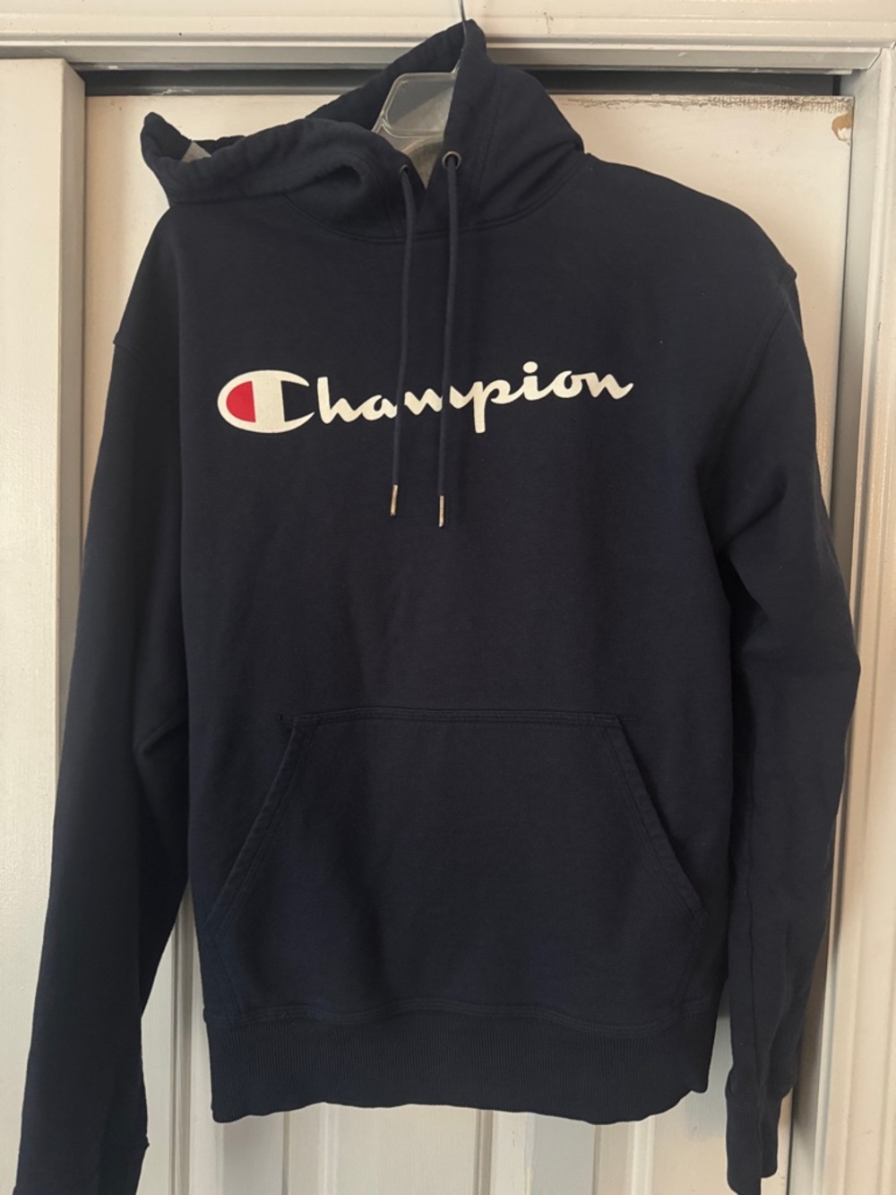 Champion Navy Crewneck Hoodie with Script Logo